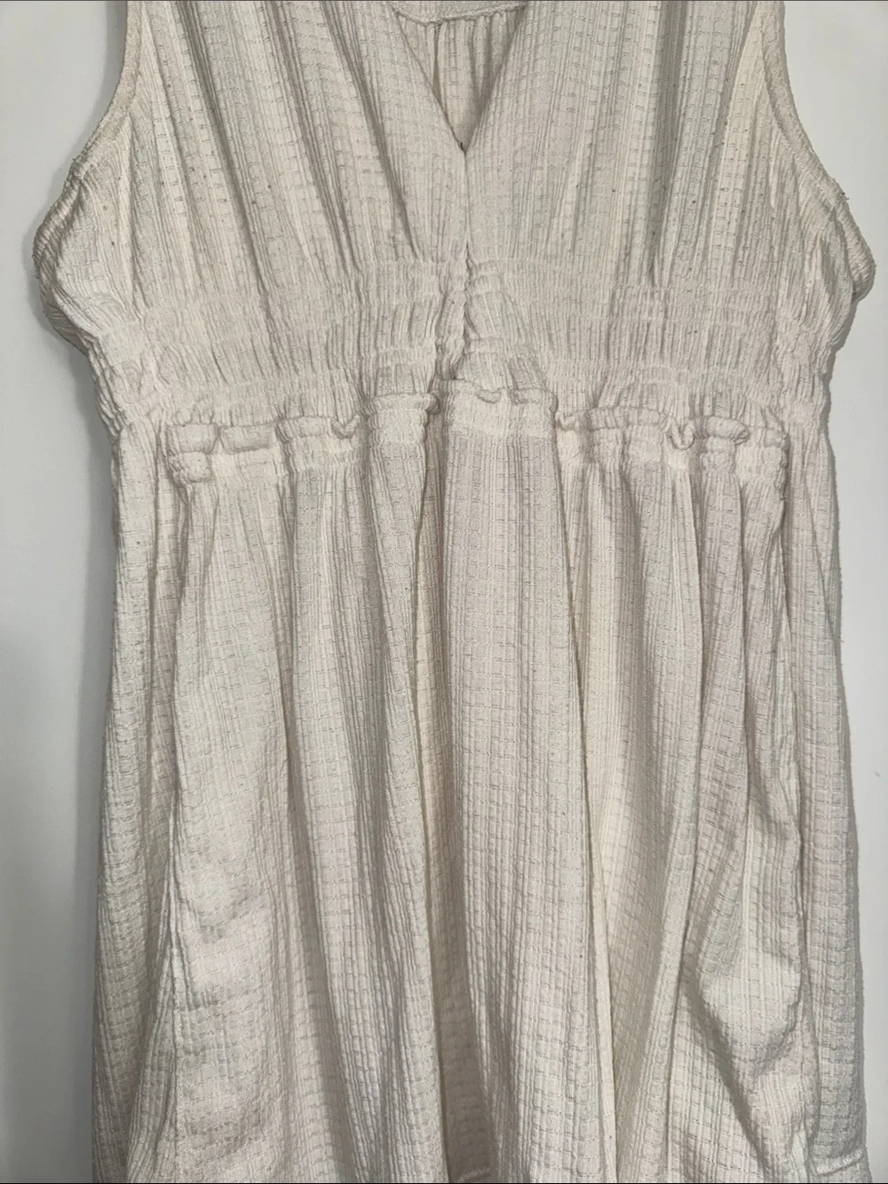Free People Soft Ivory Sleeveless Peplum Babydoll Top Sz Large